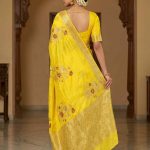 Yellow Viscose Silk Pure Banarasi Saree