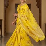 Yellow Viscose Silk Pure Banarasi Saree