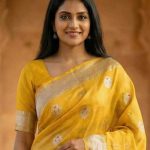 Yellow Viscose Silk Pure Banarasi Saree With Red Minakari & Floral Boota Work